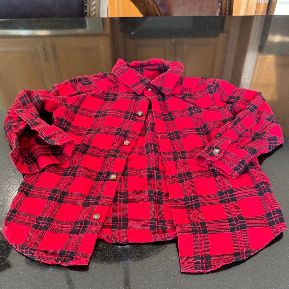 Red Plaid Kids Shirt
